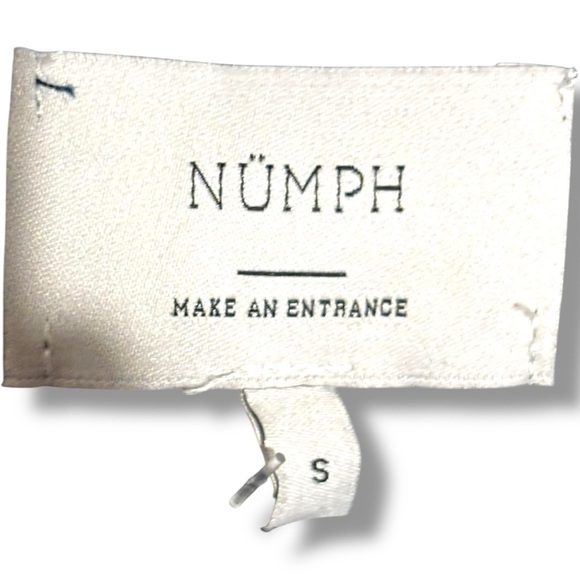 Anthropologie NUMPH Sparkly Navy with White Accents Short Sleeve Tie Collar Top - Picture 10 of 16